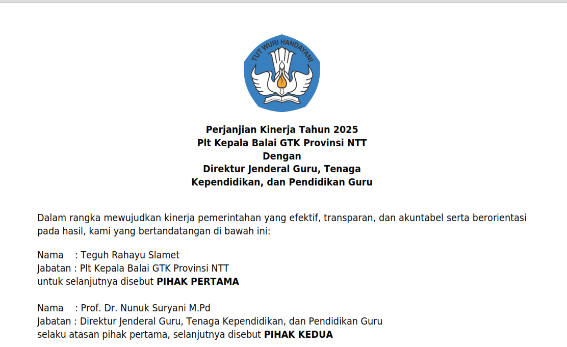 Perjanjian Kinerja Tahun 2025