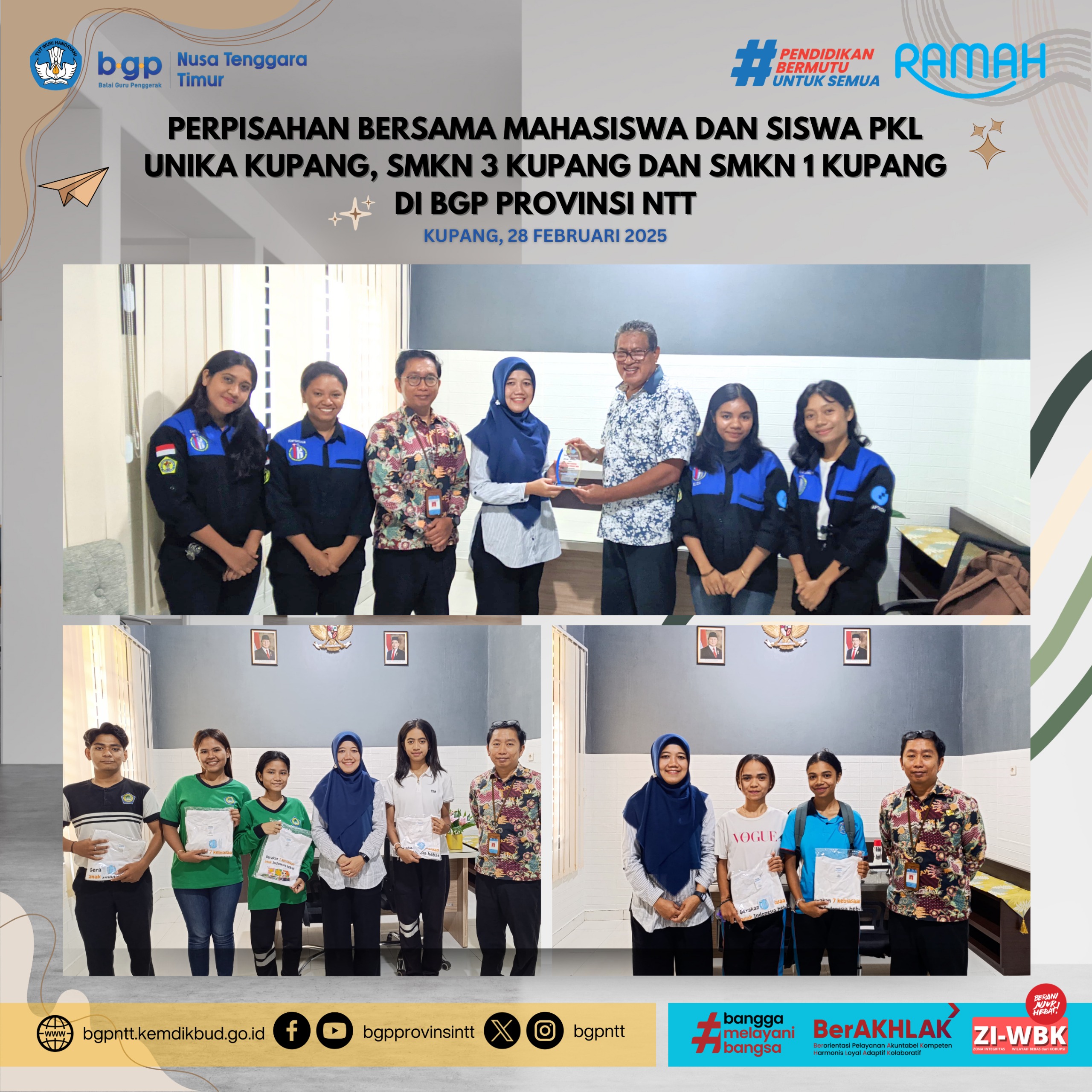 Penggerak berpisah dengan Mahasiswa dan Siswa PKL (Praktek Kerja Lapangan). Mahasiswa UNIKA (Universitas Widya Mandira Kupang)