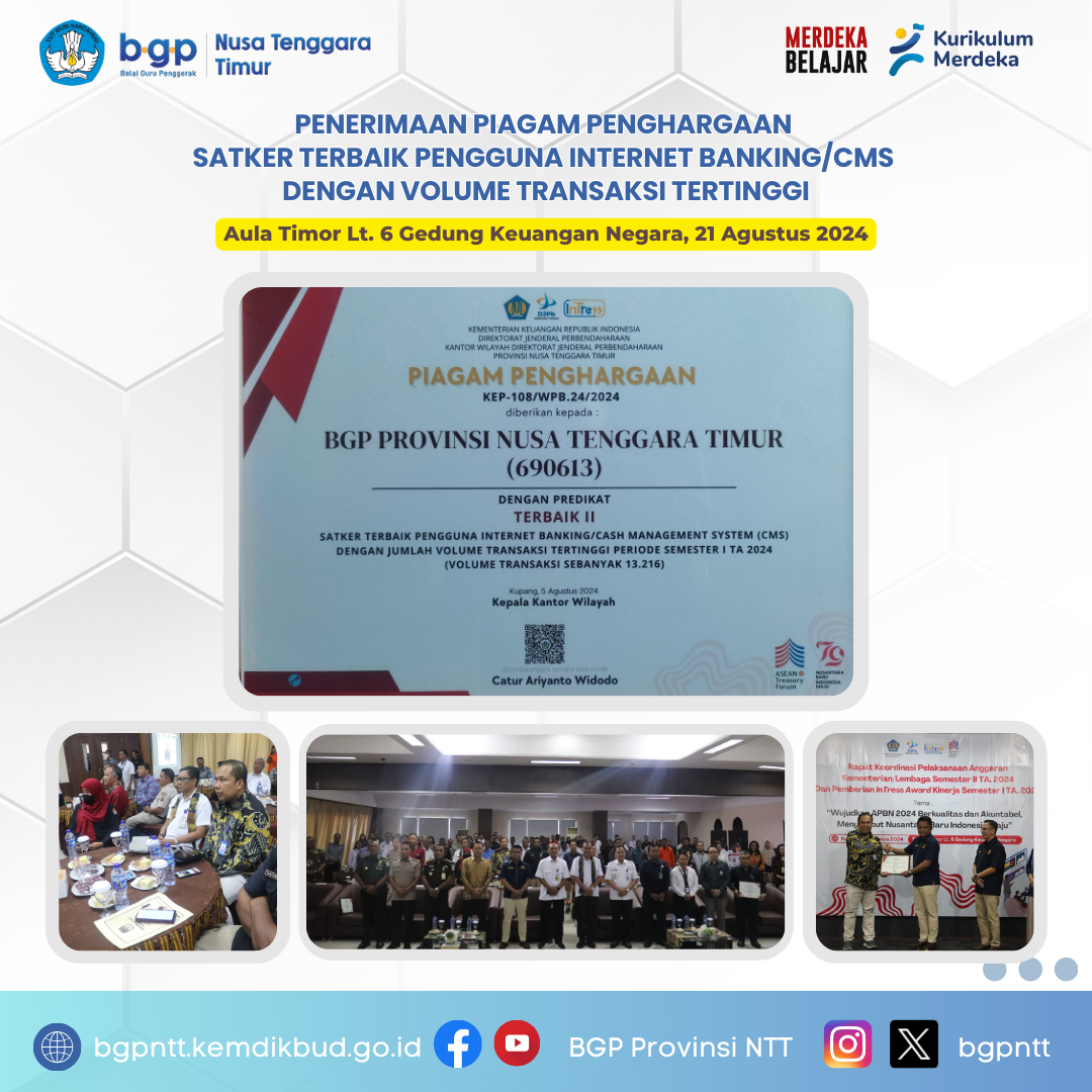 BGP NTT Mendapatkan Piagam Penghargaan dari Kanwil DJPb NTT